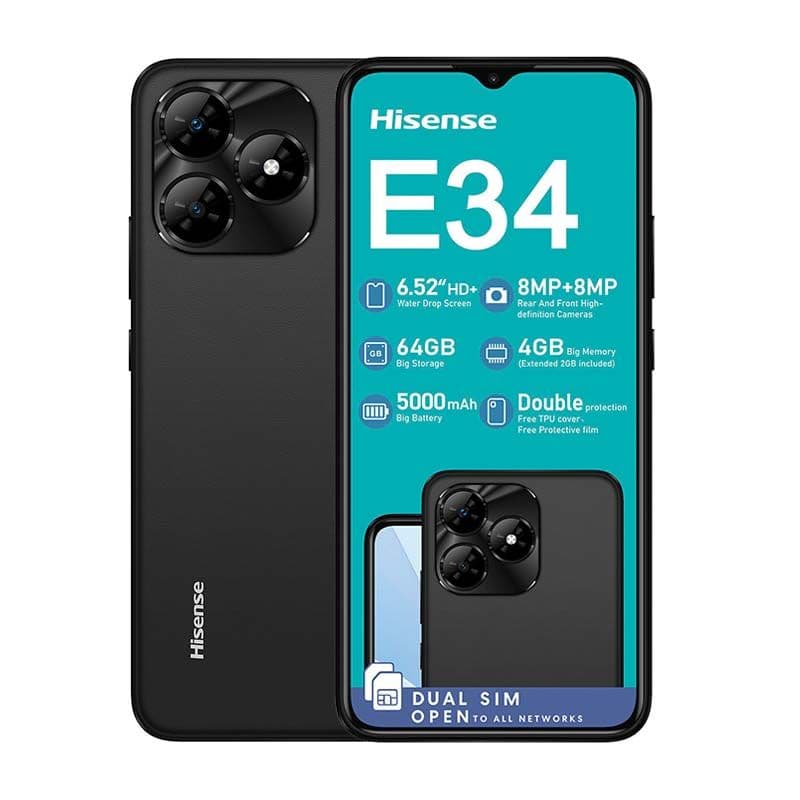 New Hisense Hisense E34 64GB LTE Dual Sim - Black Phones product image from Impact Store