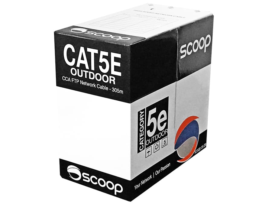 New Scoop Scoop 305m Box Cat5e Outdoor FTP CCA Cable IT Hardware product image from Impact Store