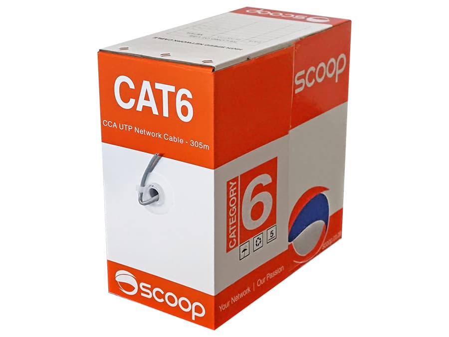 New Scoop Scoop 305m Box Cat6 CCA Grey UTP Cable IT Hardware product image from Impact Store