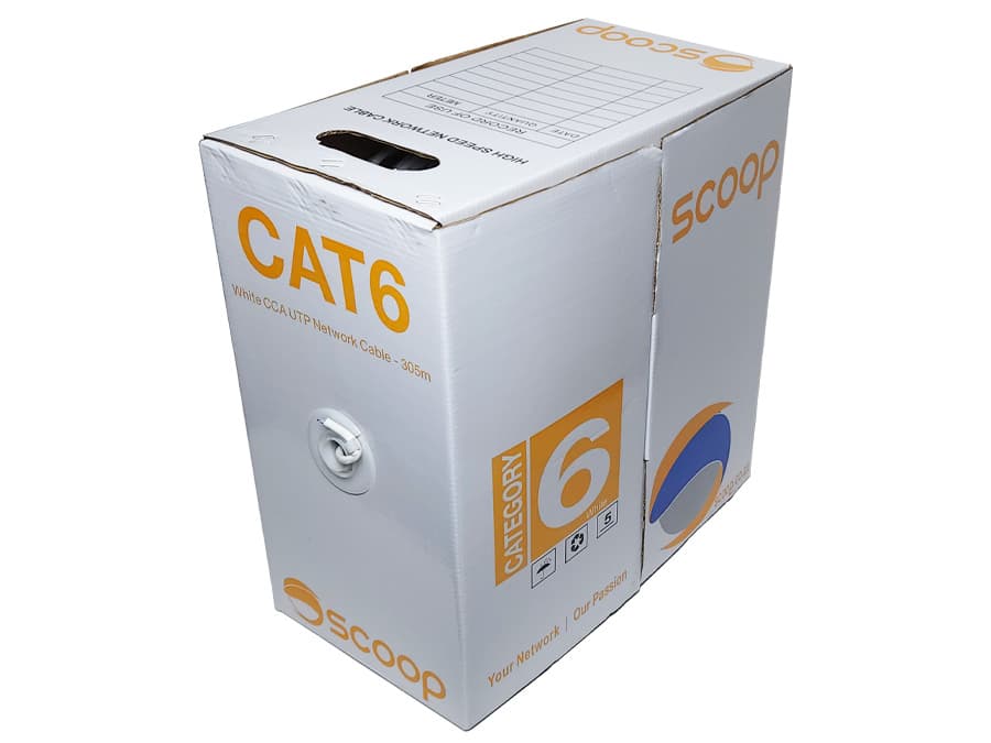 New Scoop Scoop 305m Box Cat6 CCA White UTP Cable IT Hardware product image from Impact Store