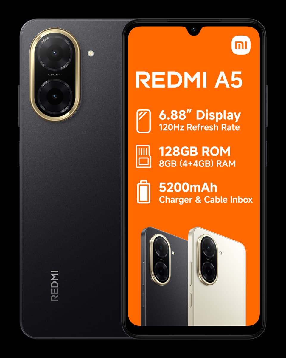 New Xiaomi Xiaomi Redmi A5 128GB Dual Sim Smartphone (Midnight Black | 4GB RAM) - Midnight Black Phones product image from Impact Store